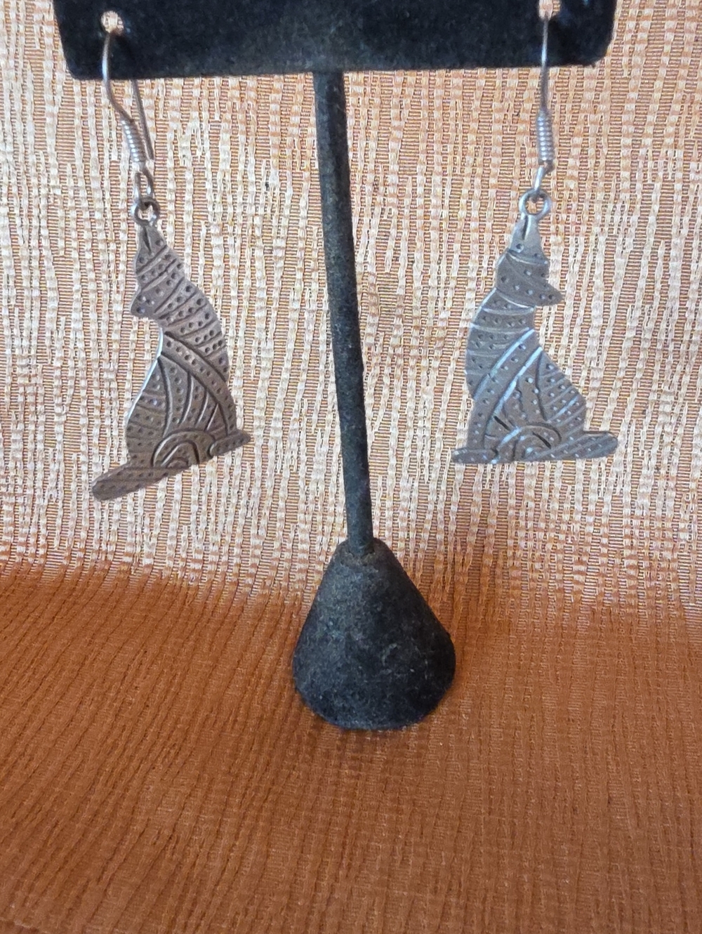 Silver Coyote Silhouette Dangle Earrings - Unbranded